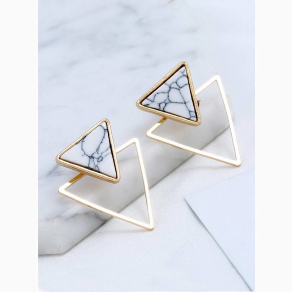 Lulu's "Triangular Infatuation" Marble Earrings - Picture 2 of 8